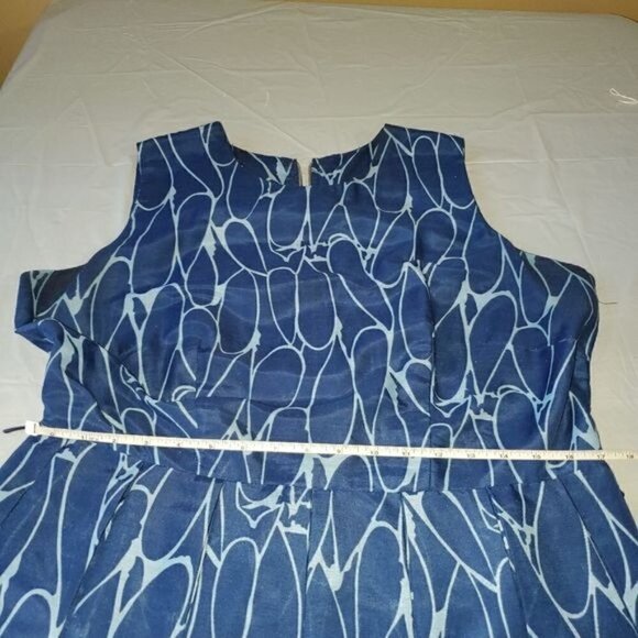 Vintage‎ Sz. M Marled Blue Sleeveless Midi Zippered Dress - Picture 2 of 8